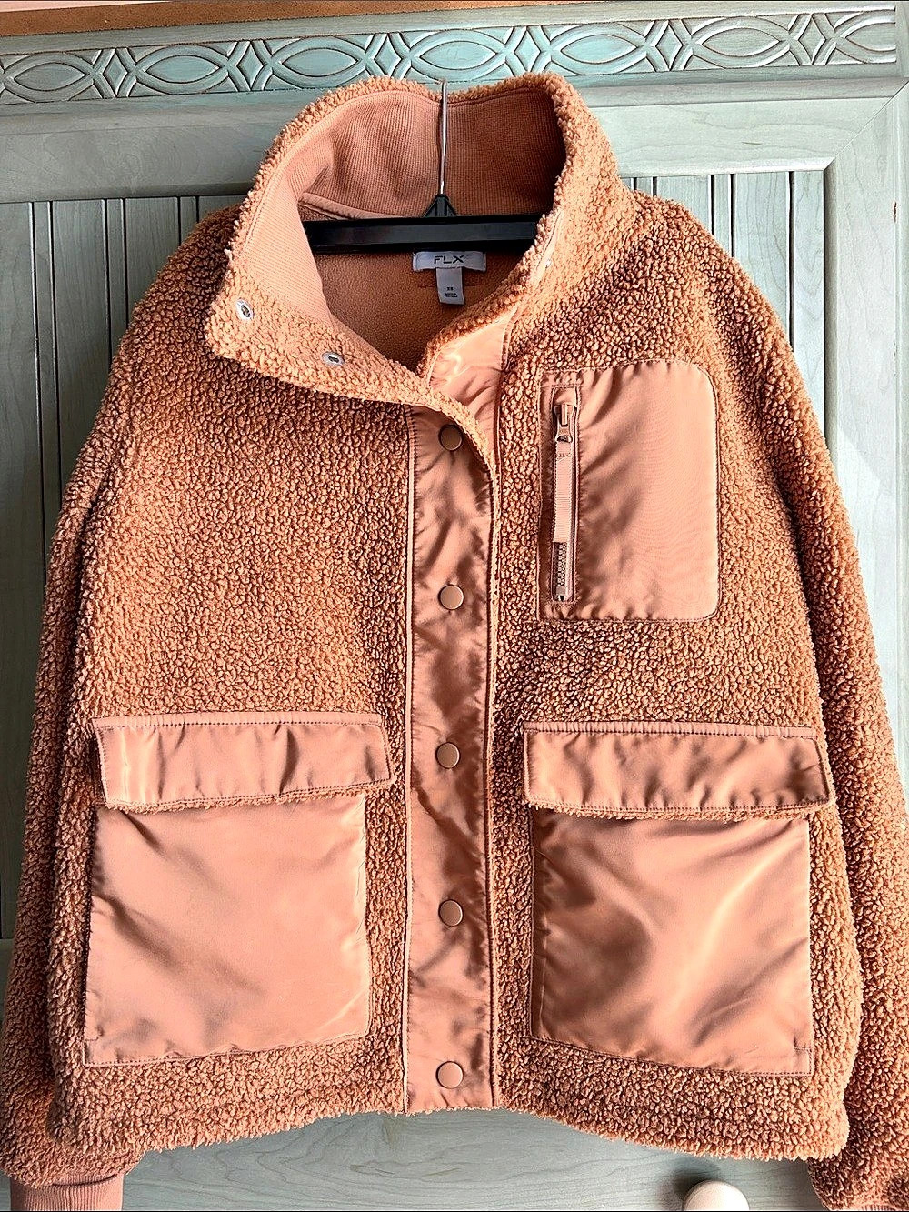 FLX Sherpa Fleece Snap-Front Jacket Pink XS